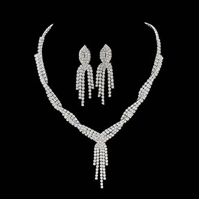 Cross-Border European and American Jewelry Sets, Bridal Necklaces and Earrings, Fashionable and High-End Jewelry, Versatile Clavicle Chain Accessories
