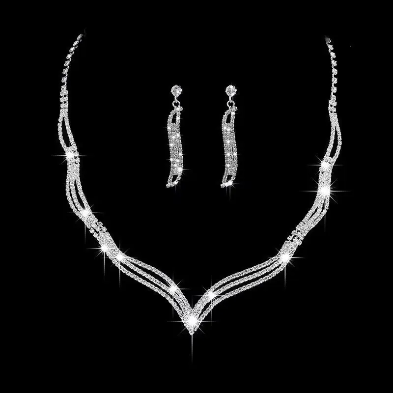 Cross-Border European and American Jewelry Sets, Bridal Necklaces and Earrings, Fashionable and High-End Jewelry, Versatile Clavicle Chain Accessories