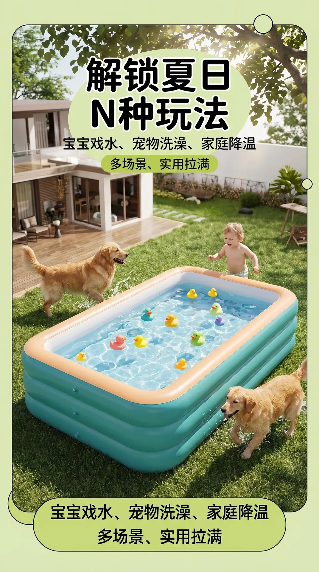 Inflatable Swimming Pool for Babies and Children, Indoor Swimming Pool, Large Foldable Swimming Pool for Home Use, Outdoor Play Pool — feature 6