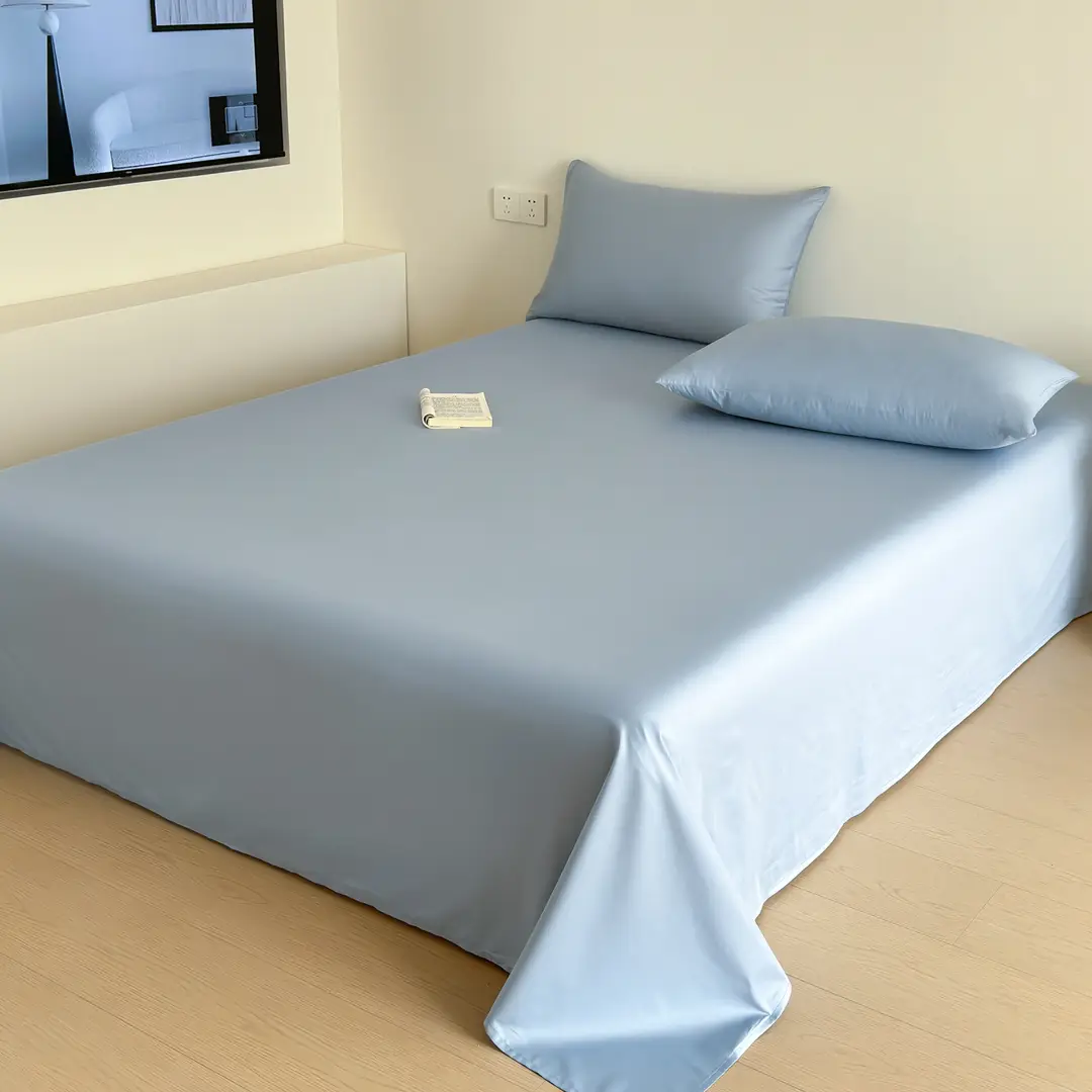 High-End 60-Count Long-Staple Cotton Pure Cotton Bed Sheet, Solid Color Pure Cotton Single-Piece Bed Cover, Soft and Silky Satin Series
