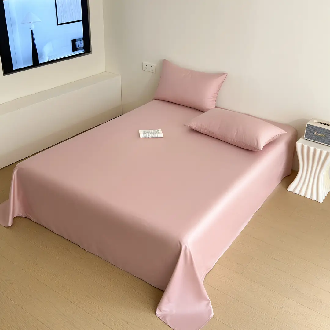 High-End 60-Count Long-Staple Cotton Pure Cotton Bed Sheet, Solid Color Pure Cotton Single-Piece Bed Cover, Soft and Silky Satin Series