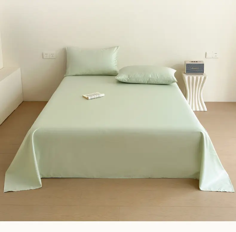 High-End 60-Count Long-Staple Cotton Pure Cotton Bed Sheet, Solid Color Pure Cotton Single-Piece Bed Cover, Soft and Silky Satin Series — feature 2