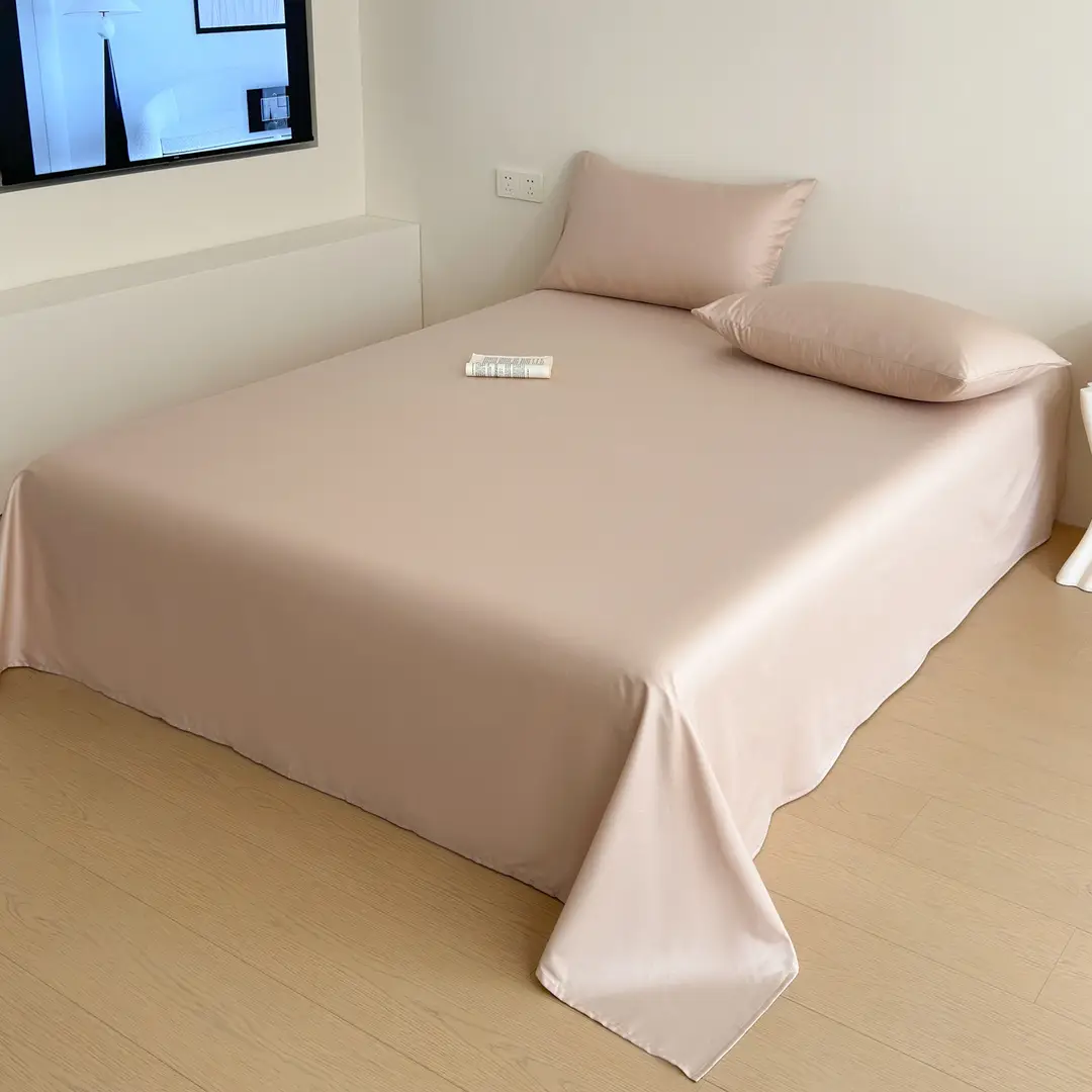 High-End 60-Count Long-Staple Cotton Pure Cotton Bed Sheet, Solid Color Pure Cotton Single-Piece Bed Cover, Soft and Silky Satin Series