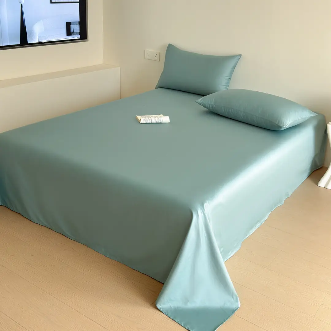 High-End 60-Count Long-Staple Cotton Pure Cotton Bed Sheet, Solid Color Pure Cotton Single-Piece Bed Cover, Soft and Silky Satin Series