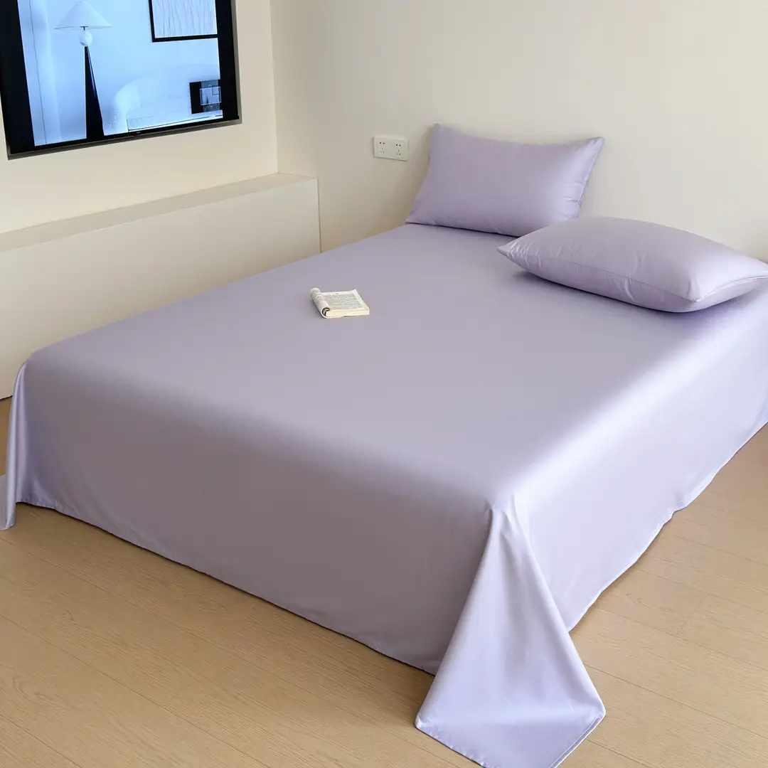 High-End 60-Count Long-Staple Cotton Pure Cotton Bed Sheet, Solid Color Pure Cotton Single-Piece Bed Cover, Soft and Silky Satin Series