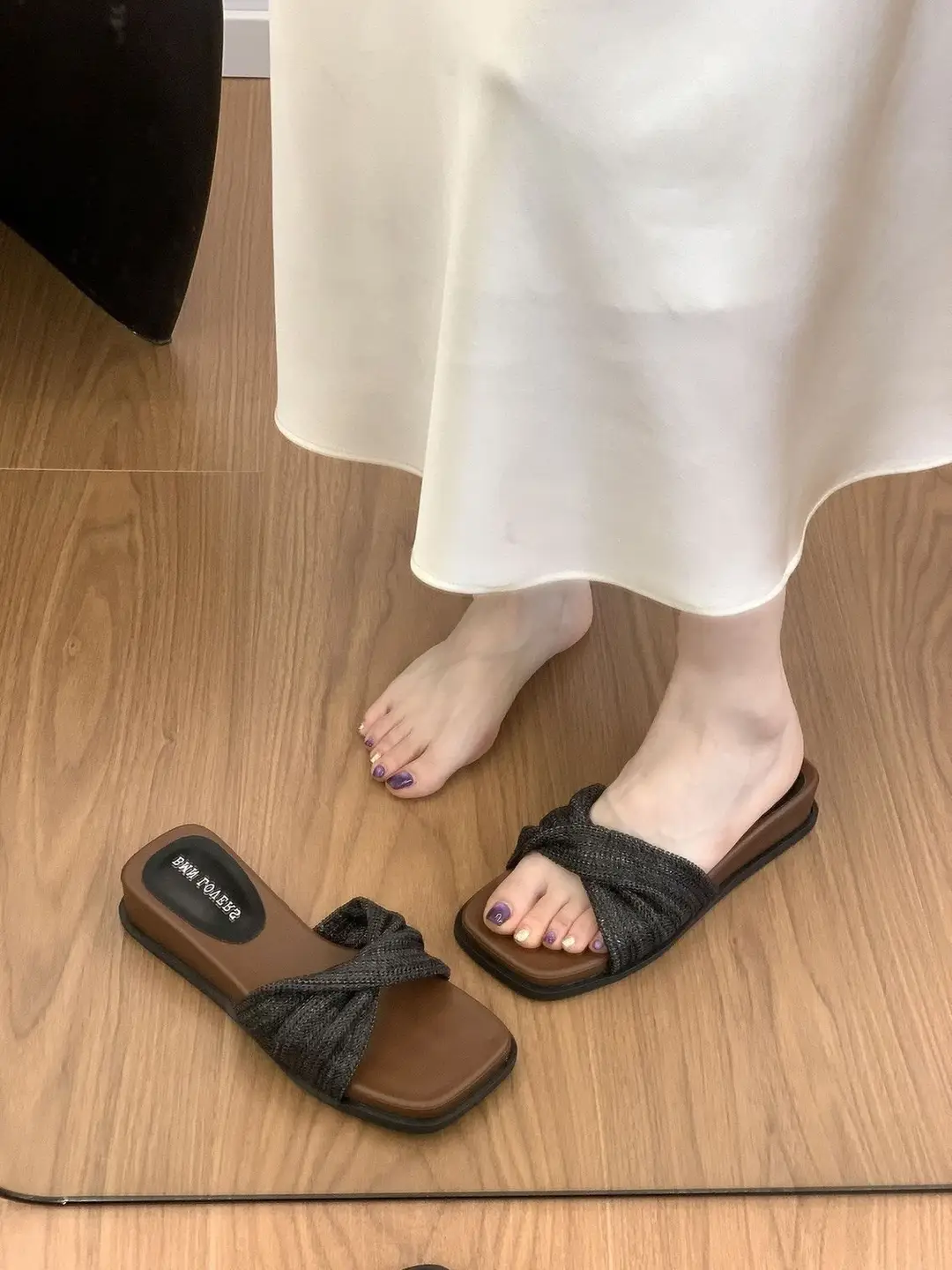 4cm Thick-Soled "Holiday Straw-Woven" French Retro Woven Slip-On Sandals for Women, Summer Outdoor Flip-Flops — feature 17