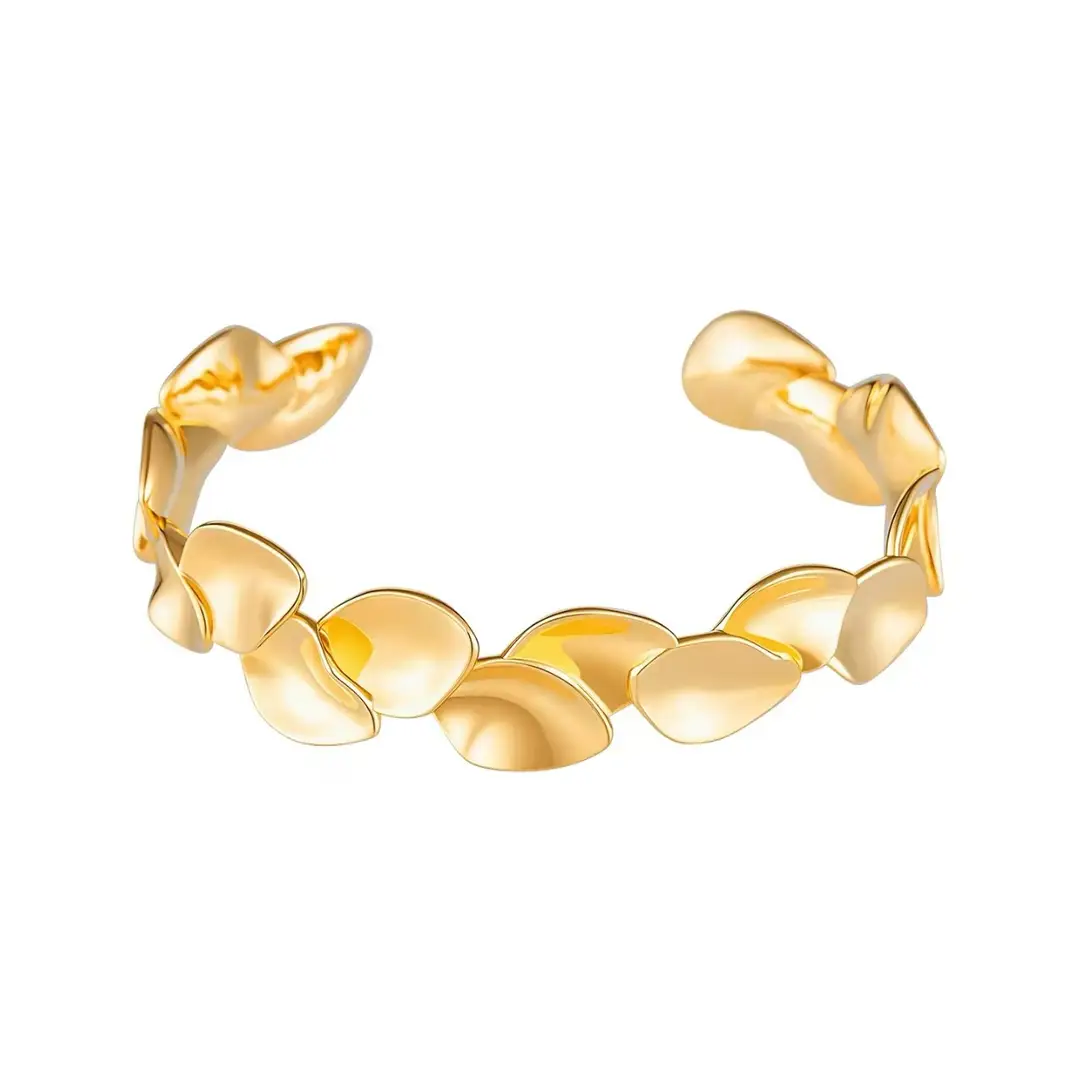 Leaf-Patterned Layered Open Bracelet for Women, Light Luxury Niche Resort-Style Fashionable High-End Wristband Arm Jewelry — feature 7
