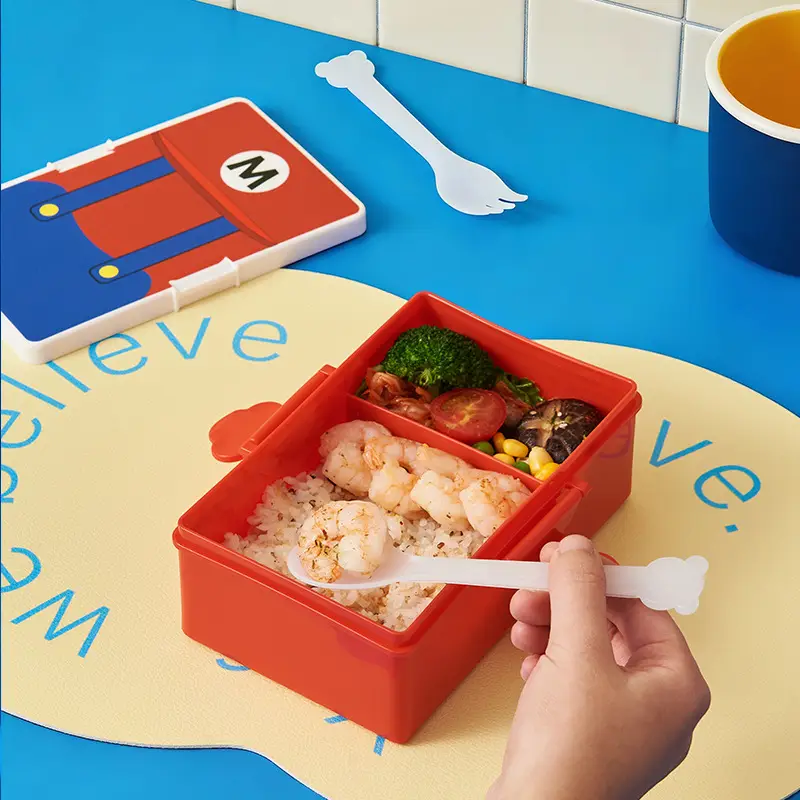 Children's Lunch Box, Student Portable Plastic Lunch Box, Outdoor Picnic Preservation Box, Mario-Shaped Lunch Box, Bento Box
