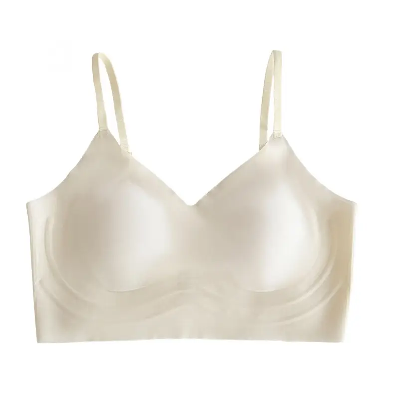 Seamless Plus-Size Women's Underwear, Invisible Bra, Breathable Jelly Wrap Bra, Large Bust Minimizing Fixed Cup Bra for Women
