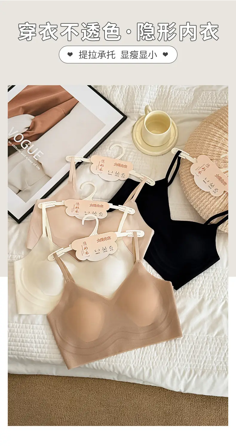 Seamless Plus-Size Women's Underwear, Invisible Bra, Breathable Jelly Wrap Bra, Large Bust Minimizing Fixed Cup Bra for Women — feature 4