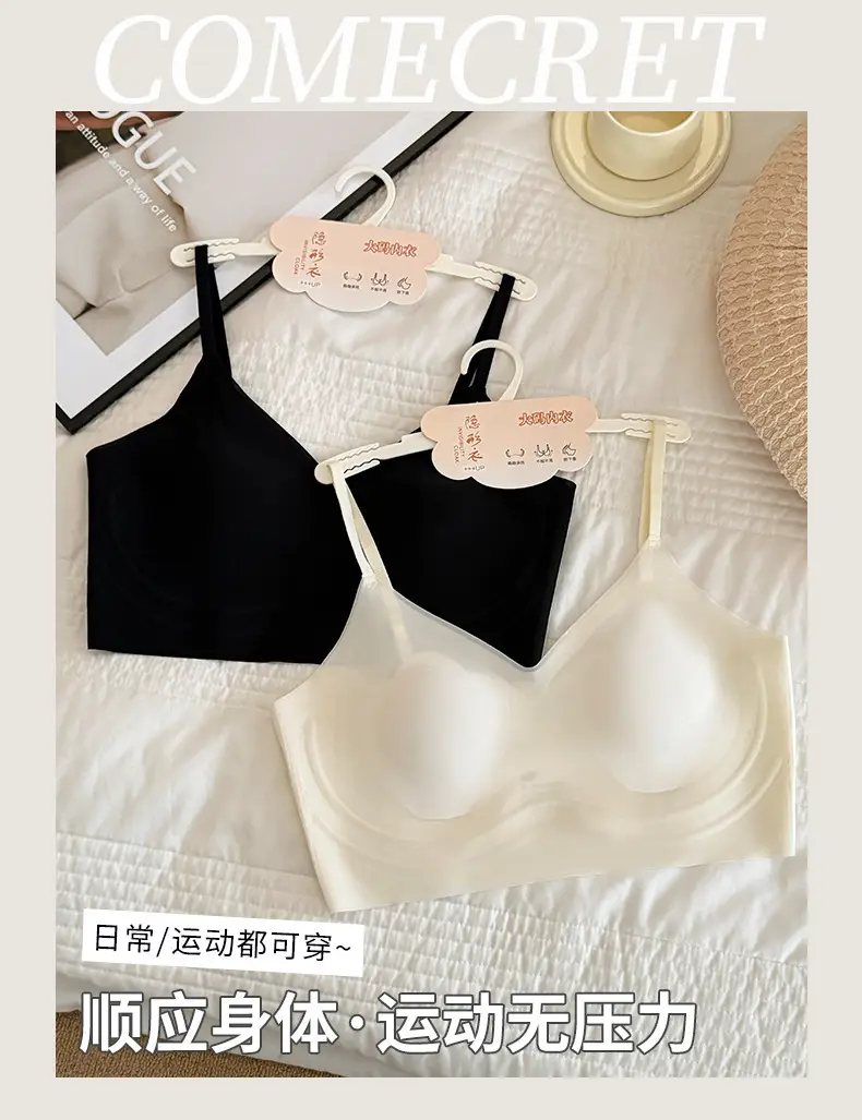 Seamless Plus-Size Women's Underwear, Invisible Bra, Breathable Jelly Wrap Bra, Large Bust Minimizing Fixed Cup Bra for Women — feature 5