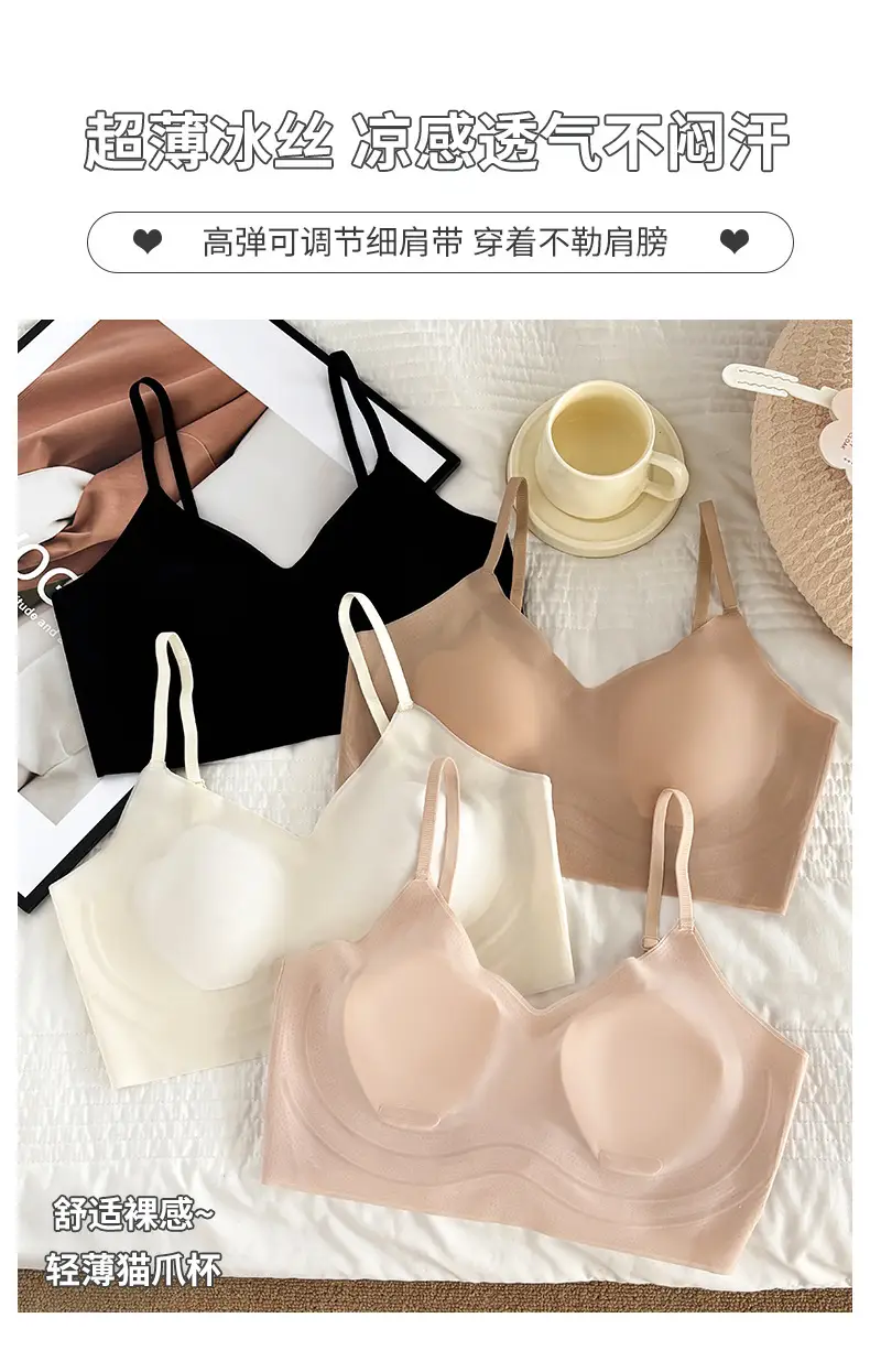 Seamless Plus-Size Women's Underwear, Invisible Bra, Breathable Jelly Wrap Bra, Large Bust Minimizing Fixed Cup Bra for Women — feature 6