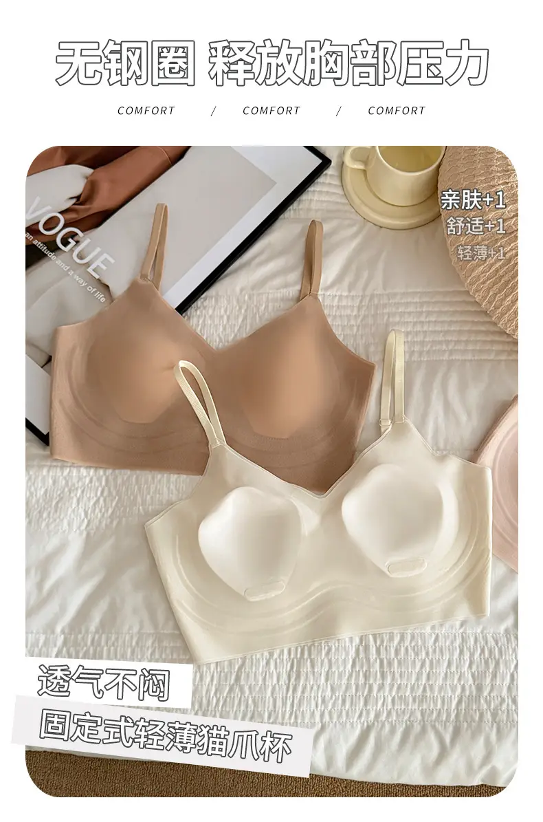 Seamless Plus-Size Women's Underwear, Invisible Bra, Breathable Jelly Wrap Bra, Large Bust Minimizing Fixed Cup Bra for Women — feature 9