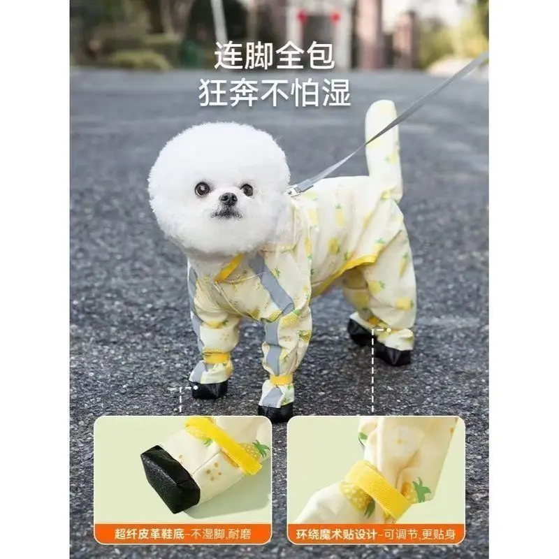 Upgraded Dog Fruit-Patterned Four-Legged Raincoat with Leash Attachment, Fully Waterproof Pet Rain Poncho, Pet Clothing to Prevent Dirt — feature 6