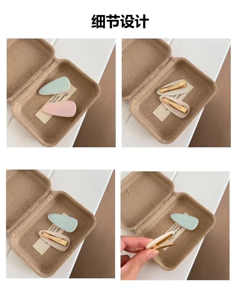 Korean-Style Fresh Plaid Water Drop Hair Clip, Girly Plaid Side Clip, Versatile Hairpin for Bangs, College Style Side Clip — feature 4