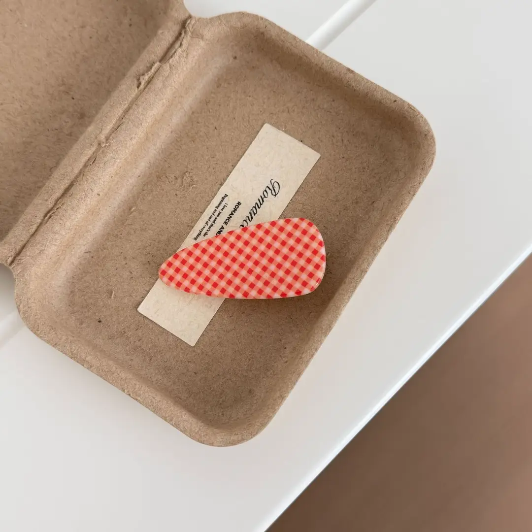 Korean-Style Fresh Plaid Water Drop Hair Clip, Girly Plaid Side Clip, Versatile Hairpin for Bangs, College Style Side Clip