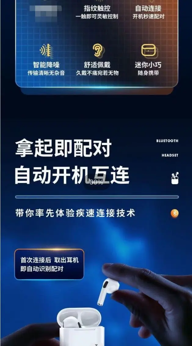 Huaqiangbei Wireless Bluetooth Earphones New Model Huaqiangbei Pro4 Semi-In-Ear High-Quality Noise-Cancelling Earphones Direct from the Source Factory — feature 5