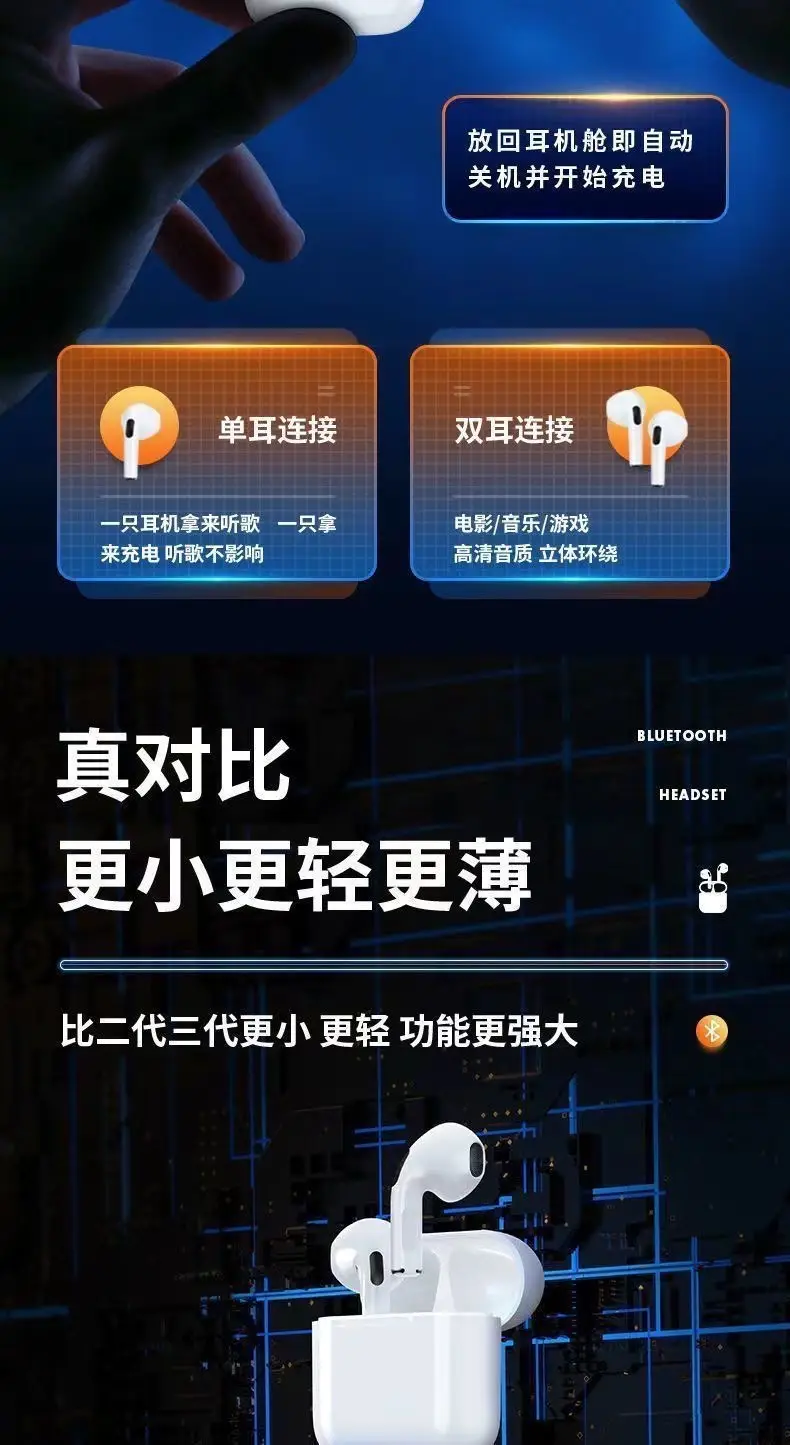 Huaqiangbei Wireless Bluetooth Earphones New Model Huaqiangbei Pro4 Semi-In-Ear High-Quality Noise-Cancelling Earphones Direct from the Source Factory — feature 6