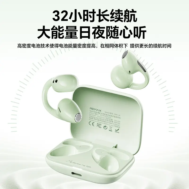 Remax Ear Clip-Type True Wireless Bluetooth Headphones Ows Open-Type Non-In-Ear Sports Headphones Enc Noise Reduction Call