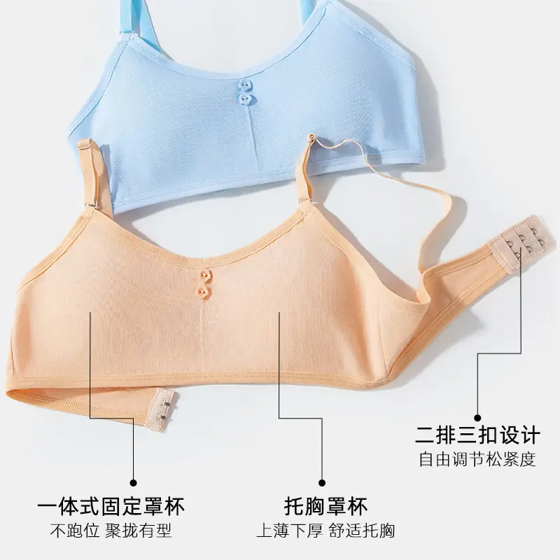 Teenage Girls' Underwear for the Developmental Period, Student-Friendly, Beautiful Back Design, Small Vest-Style, Fixed Cup, Thin, Wireless, Strapless Bra
