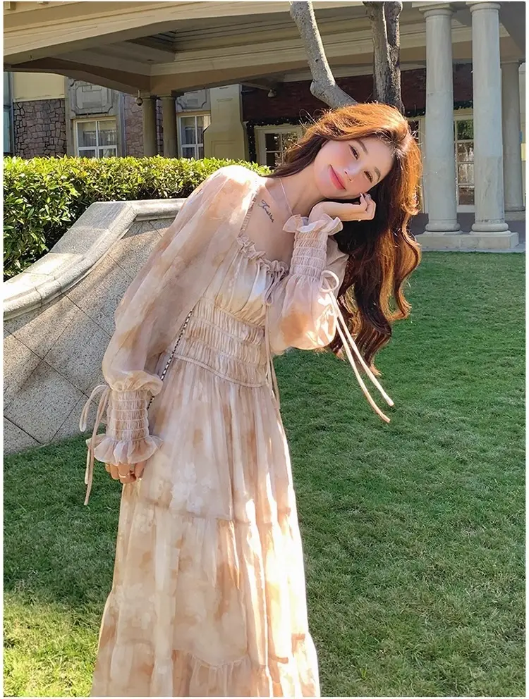 French-Style Printed Chiffon Dress for Women, 2026 Spring and Autumn New Model, Gentle and Elegant, Slimming and Stunning, Popular Fairy-Style Long Dress — feature 11