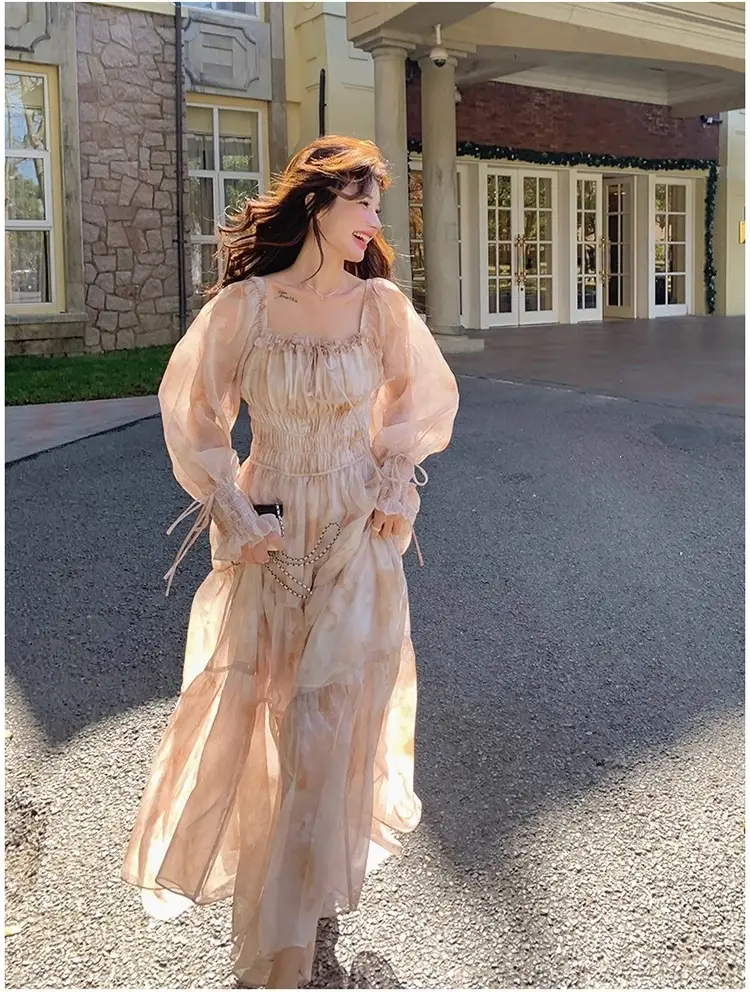 French-Style Printed Chiffon Dress for Women, 2026 Spring and Autumn New Model, Gentle and Elegant, Slimming and Stunning, Popular Fairy-Style Long Dress — feature 16