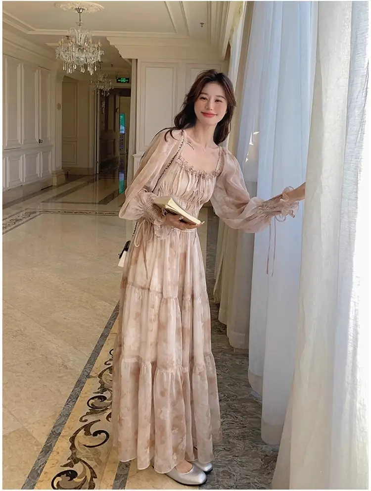 French-Style Printed Chiffon Dress for Women, 2026 Spring and Autumn New Model, Gentle and Elegant, Slimming and Stunning, Popular Fairy-Style Long Dress — feature 17