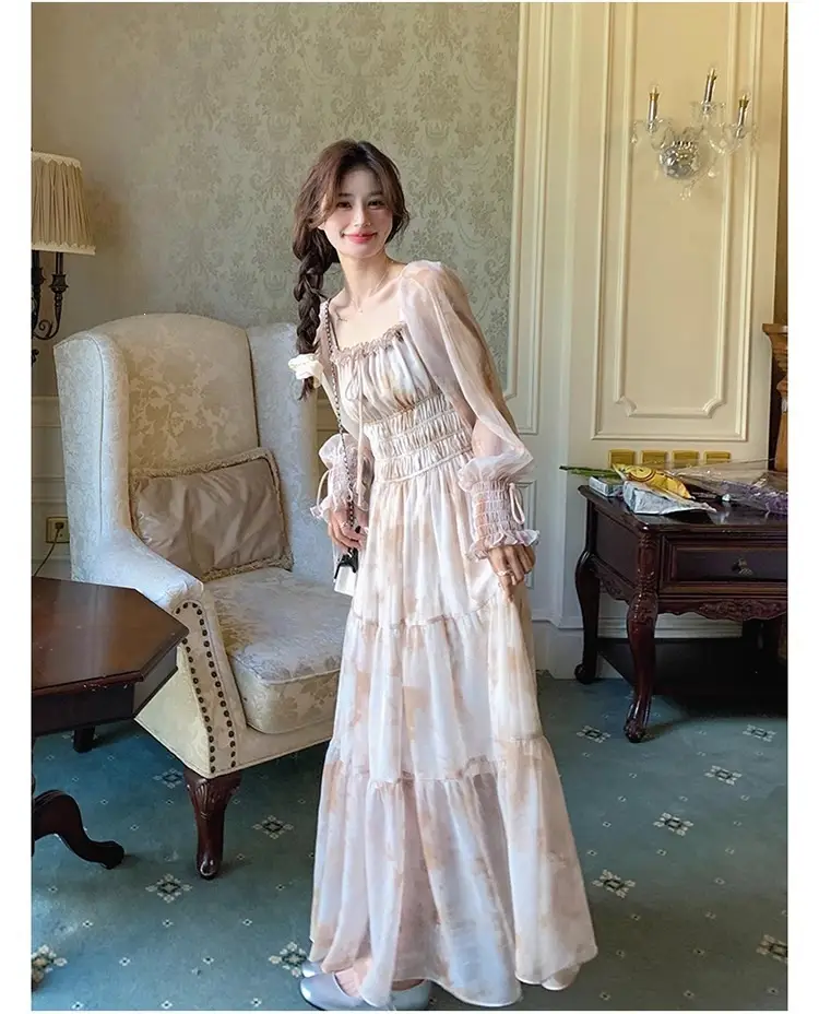 French-Style Printed Chiffon Dress for Women, 2026 Spring and Autumn New Model, Gentle and Elegant, Slimming and Stunning, Popular Fairy-Style Long Dress — feature 18