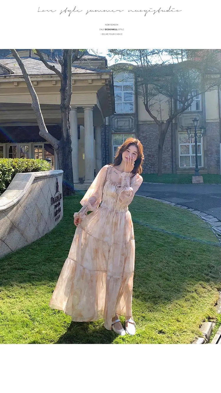 French-Style Printed Chiffon Dress for Women, 2026 Spring and Autumn New Model, Gentle and Elegant, Slimming and Stunning, Popular Fairy-Style Long Dress — feature 9