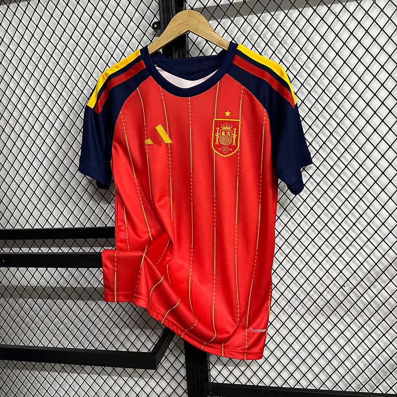 Spain Fan Edition Jersey World Cup National Team Football Uniform Short-Sleeved T-Shirt Cross-Border Custom Summer