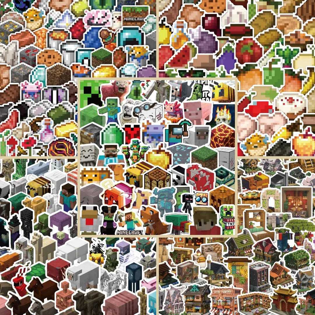 500 Pieces of Minecraft Graffiti Stickers for Decorating Notebooks, Polaroids, and Journals, Wholesale Pegboard Designs