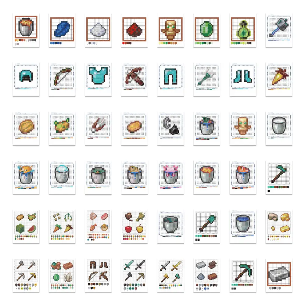 500 Pieces of Minecraft Graffiti Stickers for Decorating Notebooks, Polaroids, and Journals, Wholesale Pegboard Designs