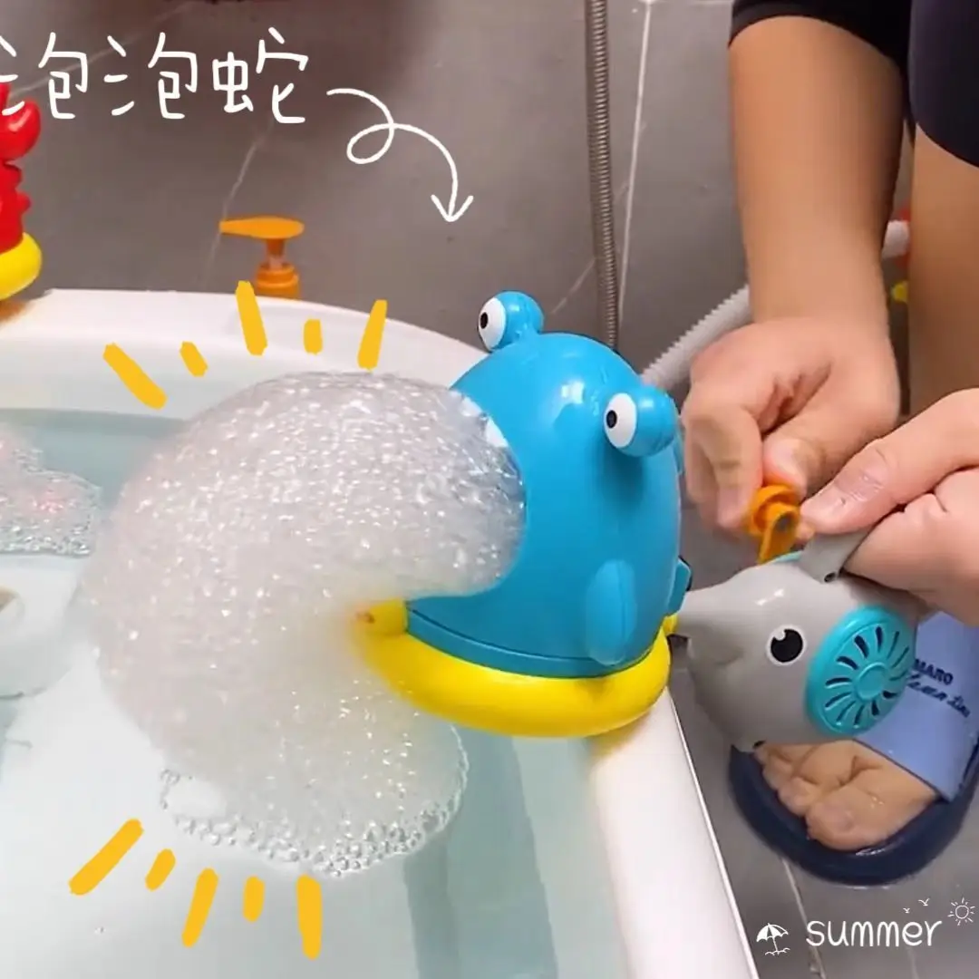 Cross-Border Children's Cartoon Water Play Toys That Blow Bubbles, Crab, Whale, Snake Bubble Maker, Foam Baby Bath Toys