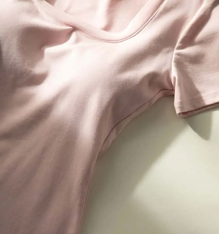 T-Shirt with Bra Padding for Small Busts, Summer Style, Enhances Appearance of Bust, Inner Wear Tank Top with Chest Pads, Short Sleeve — feature 11