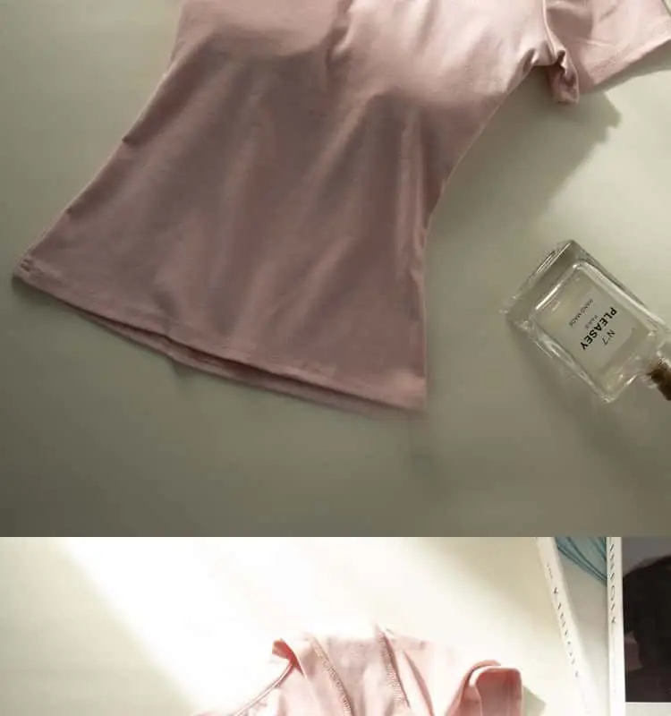 T-Shirt with Bra Padding for Small Busts, Summer Style, Enhances Appearance of Bust, Inner Wear Tank Top with Chest Pads, Short Sleeve — feature 14