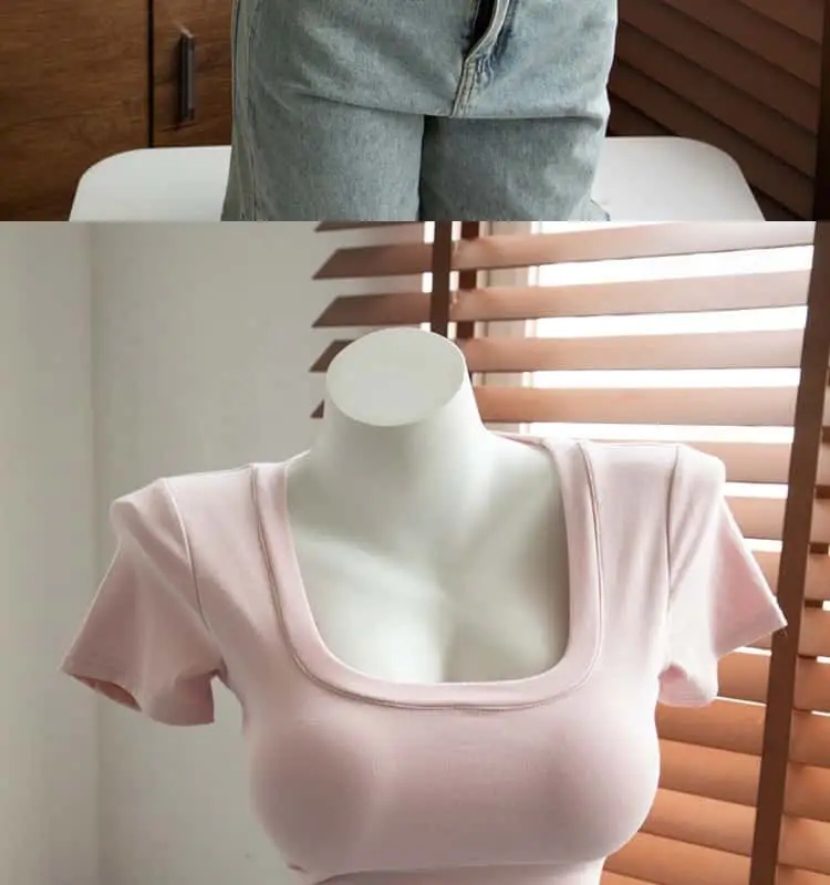 T-Shirt with Bra Padding for Small Busts, Summer Style, Enhances Appearance of Bust, Inner Wear Tank Top with Chest Pads, Short Sleeve — feature 2