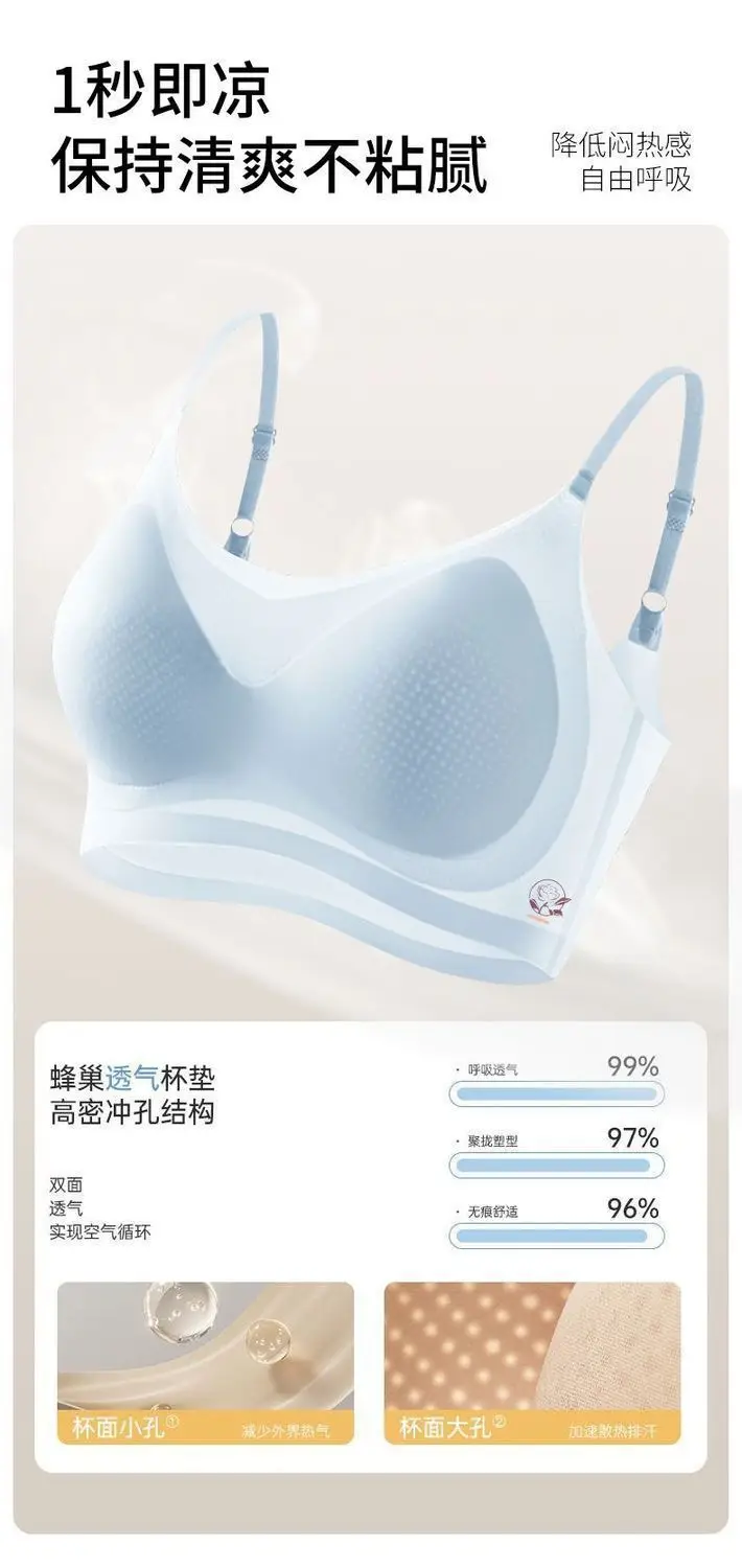 Summer Liquid Foundation Invisible Seamless Underwear Set Without Underwire, Cool and Comfortable Breathable Lift-Up Vest-Style Bra for Women — feature 5