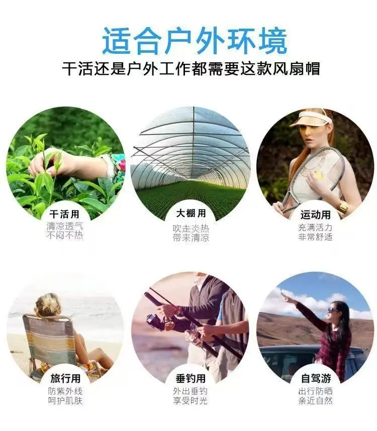 Solar-Powered Fan Hat for Men and Women, Summer Outdoor Sun Protection, with Electric Fan for Parents, Greenhouse Work, Tea Picking, Rechargeable Hat — feature 6