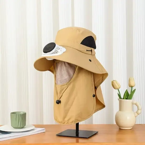 Solar-Powered Fan Hat for Men and Women, Summer Outdoor Sun Protection, with Electric Fan for Parents, Greenhouse Work, Tea Picking, Rechargeable Hat