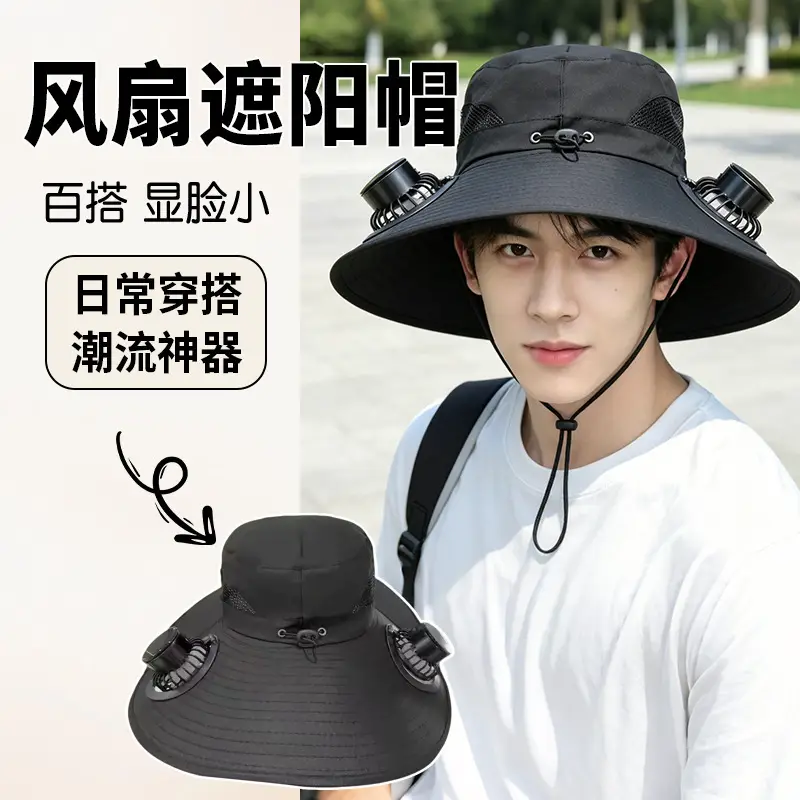 Solar-Powered Fan Hat for Men and Women, Summer Outdoor Sun Protection, with Electric Fan for Parents, Greenhouse Work, Tea Picking, Rechargeable Hat