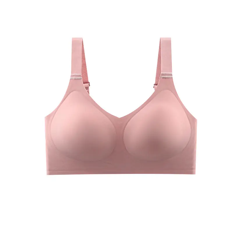 Jelly Soft Support Semi-Fixed Cup Seamless Wireless Comfortable Wide-Strap Bra with Gathering Effect, High Elasticity, Ultra-Soft, and Minimizes Appearance