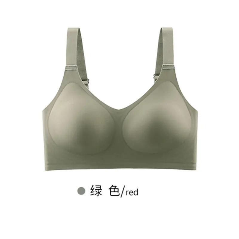 Jelly Soft Support Semi-Fixed Cup Seamless Wireless Comfortable Wide-Strap Bra with Gathering Effect, High Elasticity, Ultra-Soft, and Minimizes Appearance