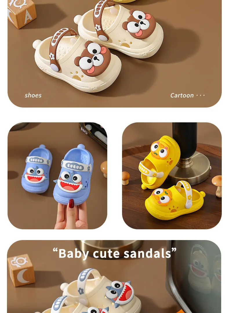 Girls' Summer Clogs Cute Shark Design for Toddlers and Kids, Trendy Soft-Soled Non-Slip Thick-Soled Boys' Sandals, Children's Slippers — feature 12