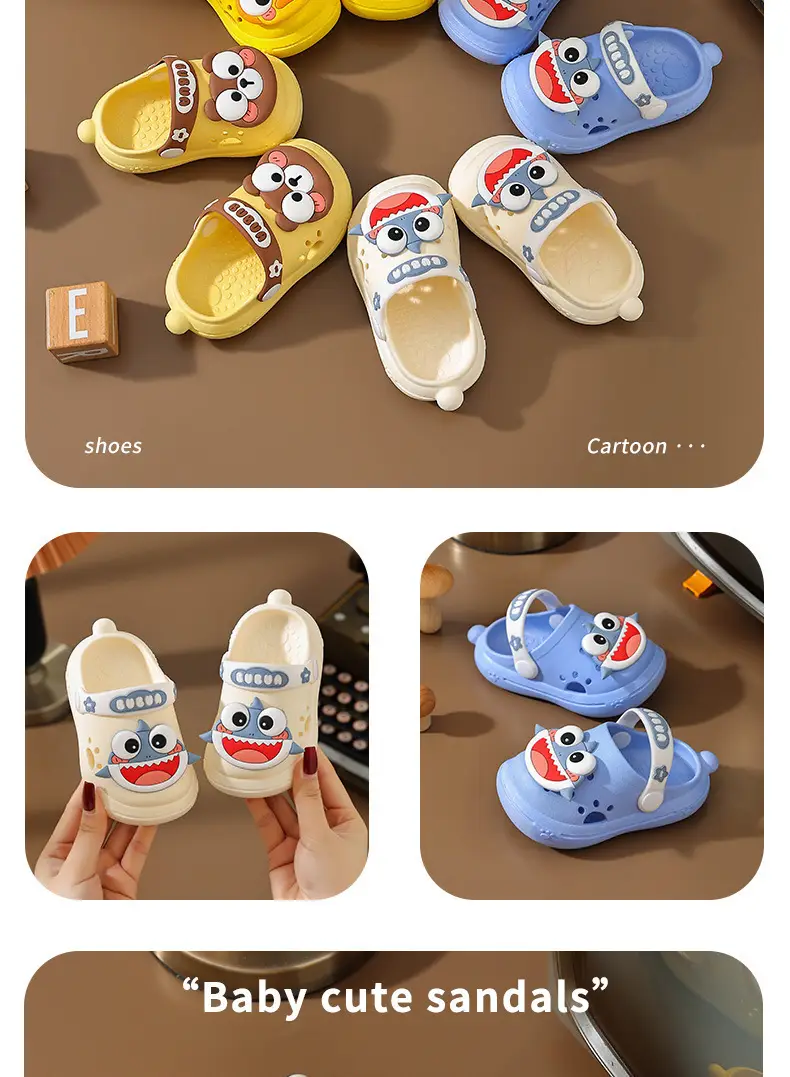 Girls' Summer Clogs Cute Shark Design for Toddlers and Kids, Trendy Soft-Soled Non-Slip Thick-Soled Boys' Sandals, Children's Slippers — feature 15