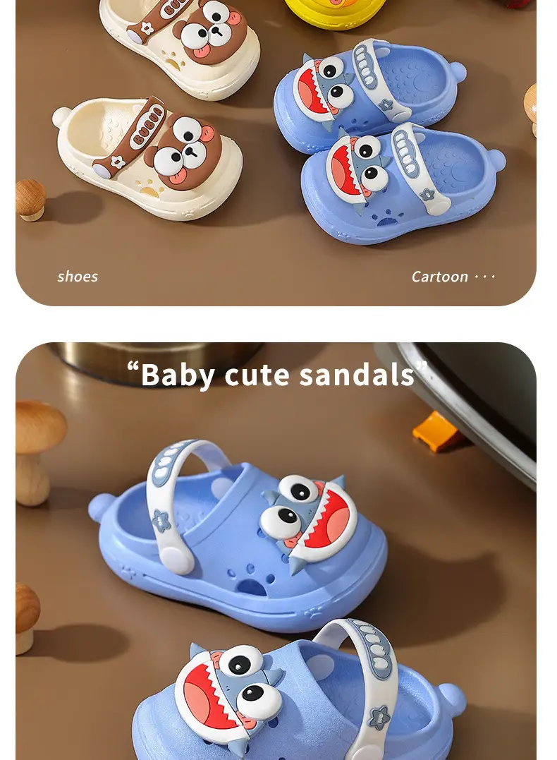 Girls' Summer Clogs Cute Shark Design for Toddlers and Kids, Trendy Soft-Soled Non-Slip Thick-Soled Boys' Sandals, Children's Slippers — feature 17