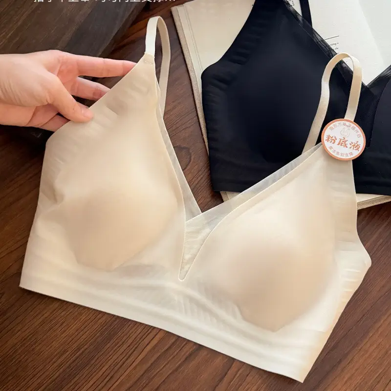 Ultra-Thin Cat Paw Cup Seamless Beauty Back Bra for Women, Invisible V-Neck Cross-Back Push-Up Bra - Image 4
