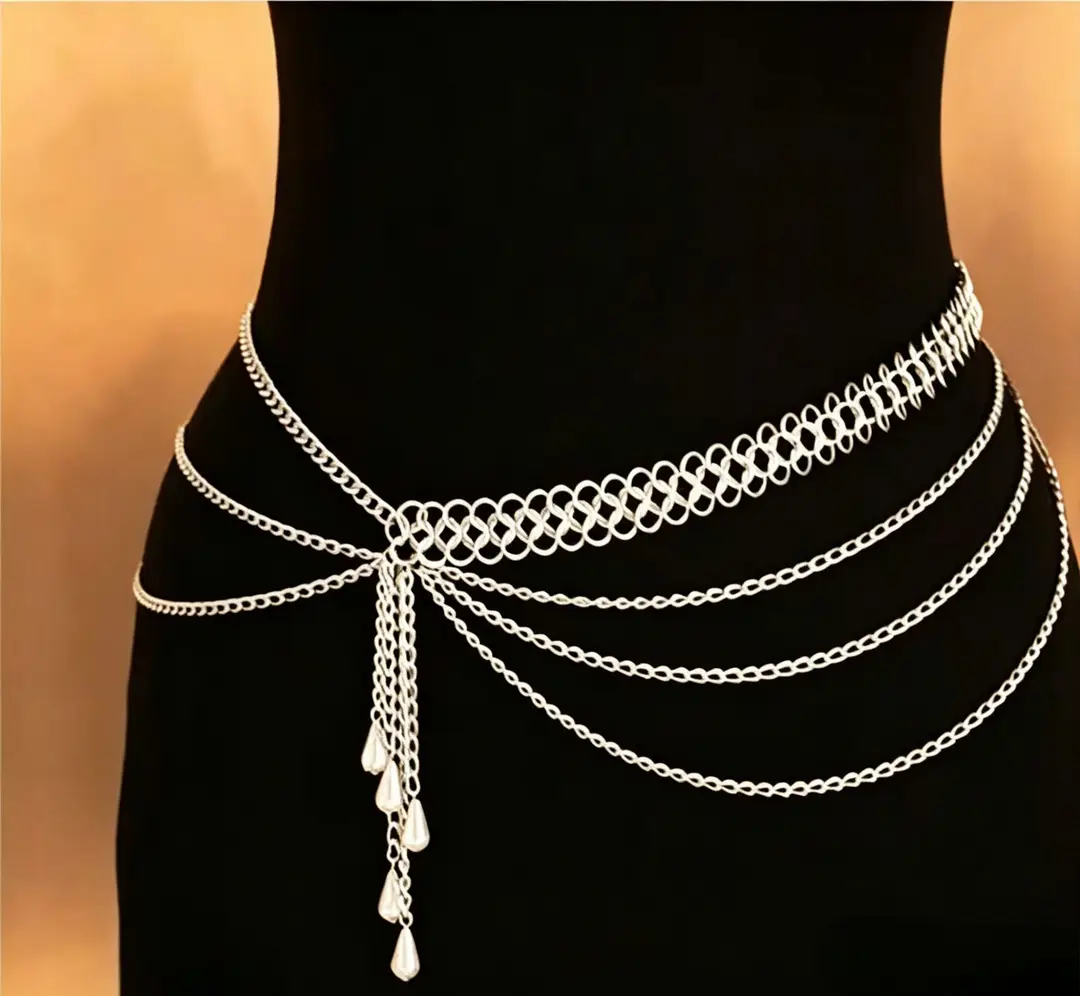 European and American Cross-Border Pearl Starfish Shell Pendant Multi-Layered Waist Chain Belt Holiday Style High-End Accessories Wholesale