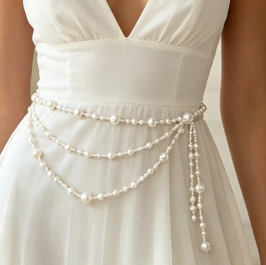European and American Cross-Border Pearl Starfish Shell Pendant Multi-Layered Waist Chain Belt Holiday Style High-End Accessories Wholesale