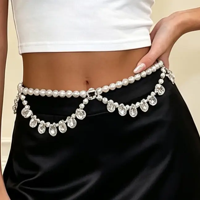 European and American Cross-Border Pearl Starfish Shell Pendant Multi-Layered Waist Chain Belt Holiday Style High-End Accessories Wholesale
