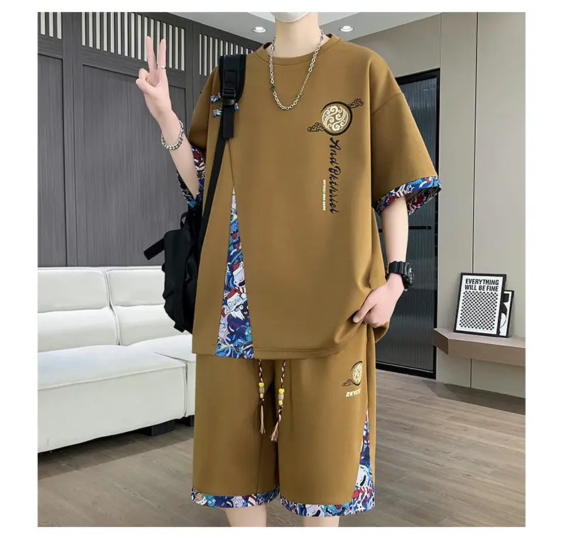 2026 Men's Summer Sports Suit Ice Silk Short-Sleeve T-Shirt Casual Shorts Set Youth Trendy New Style — feature 11